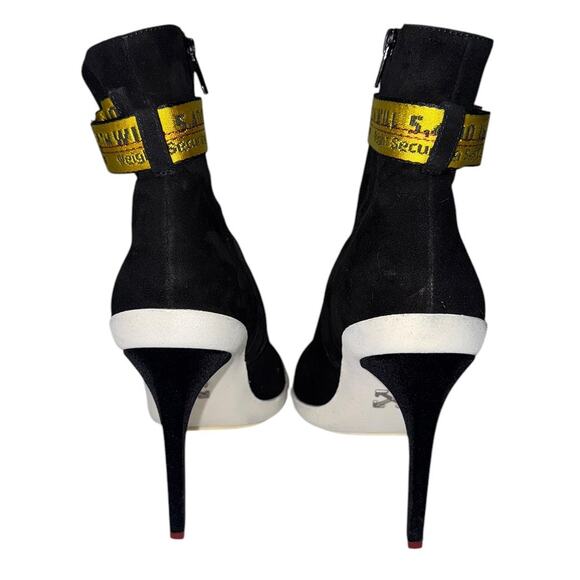 Off White Virgil Abloh Industrial Black White Suede Ankle Boots Size 40 - Picture 5 of 14